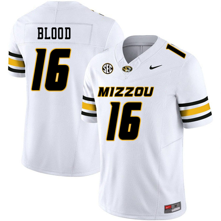 Men #16 Daniel Blood Missouri Tigers College Football Jerseys Stitched-White